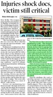 Expressions India - Media - Injuries shock docs, victim still critical-Times of india-Dec 20, 2012 Pg. 2: Click to Enlarge