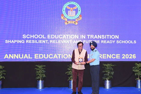 Expressions India: Felicitated by Vice Air Chief, IAF - All India Air Force School Principals Annual Conference, Subroto Park Auditorium, New Delhi - Click to Enlarge