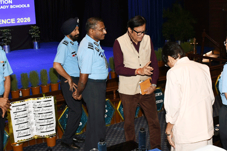 Expressions India: Felicitated by Vice Air Chief, IAF - All India Air Force School Principals Annual Conference, Subroto Park Auditorium, New Delhi - Click to Enlarge